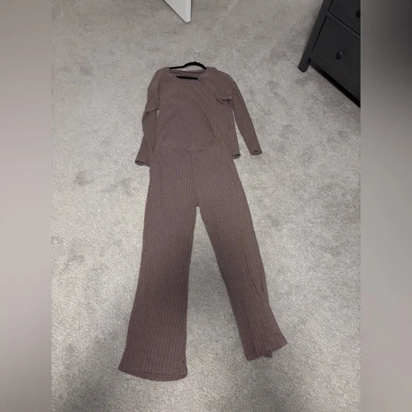 Women's Ribbed Brown Set - Picture 1 of 4